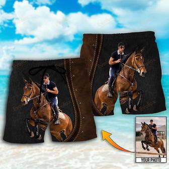 Horse Riding Horse Leather Style Custom Photo Beach Short | Newhawaiianshirts AU