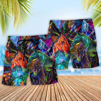 Horse Stunning Colorful Style Beach Short | Newhawaiianshirts AU