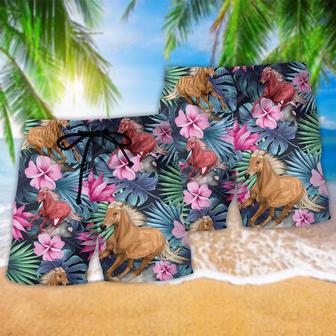 Horse Tropical Floral Summer Vibes Beach Short | Newhawaiianshirts DE