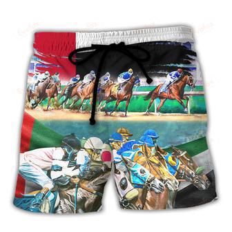 Horse UAE Flag Horse Racing Amazing Seat Lover Art Beach Short | Newhawaiianshirts