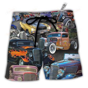 Hot Rod Diner Car Show Beach Short | Newhawaiianshirts CA