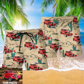 Hot Rod On The Desert Basic Style Custom Photo Beach Short | Newhawaiianshirts