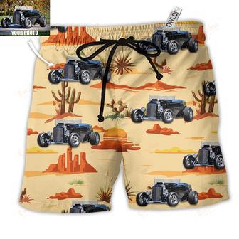 Hot Rod Vintage Landscape Cowboy Custom Photo Beach Short | Newhawaiianshirts DE