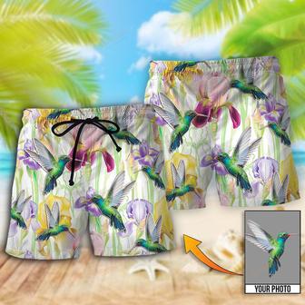 Hummingbird Flower Art Beautiful Custom Photo Beach Short | Newhawaiianshirts