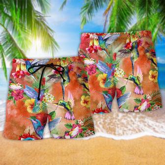 Hummingbird Love Flowers Beautiful Beach Short | Newhawaiianshirts UK