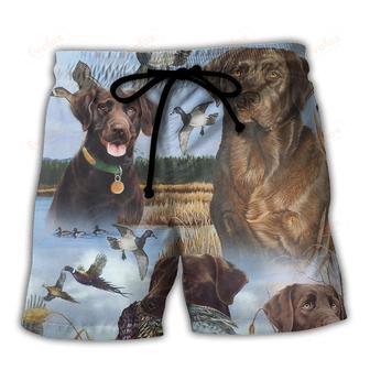 Hunting Chocolate Labrador Retriever Hunting Blue Sky Beach Short | Newhawaiianshirts DE