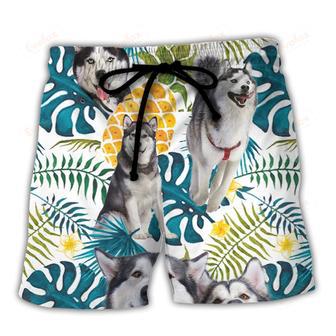 Husky Funny Husky Tropical Leaf Beach Short | Newhawaiianshirts