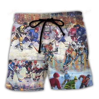 Ice Hockey Colorful Night Beach Short | Newhawaiianshirts CA