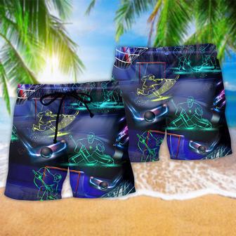 Ice Hockey Neon Art Color Beach Short | Newhawaiianshirts