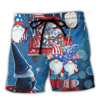 Independence Day Cute Three Trio Gnome Of July Beach Short | Newhawaiianshirts AU