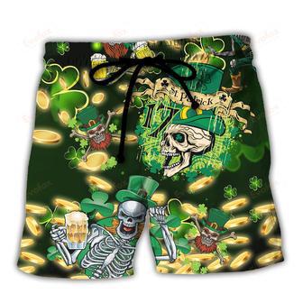 Irish Green Skull Love Beer Beach Short | Newhawaiianshirts DE