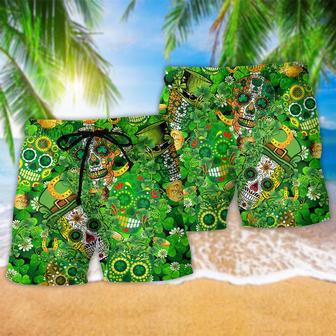 Irish Love Skull Happy And Gold Green Beach Short | Newhawaiianshirts DE