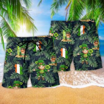 Irish People Proud Leprechaun Tropical Leaf Beach Short | Newhawaiianshirts