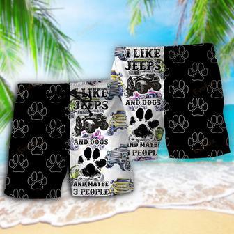 Jeeps I Like Jeeps And Dogs Beach Short | Newhawaiianshirts CA