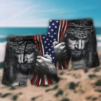 Jesus America One Nation Under God Beach Short | Newhawaiianshirts UK