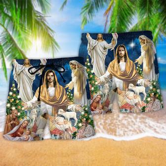 Jesus Christmas Miracle Night Beach Short | Newhawaiianshirts AU