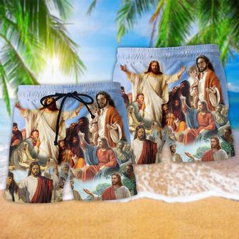 Jesus Warmth Sky Background Beach Short | Newhawaiianshirts AU