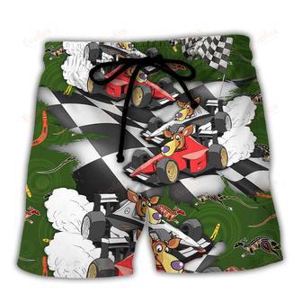 Kangraroo Racing Formula One Car Racing Australian Art Vibe Beach Short | Newhawaiianshirts