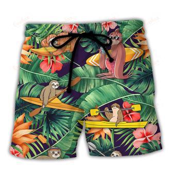 Kayaking Funny Sloth Playing Kayaking Gets Me Wet Tropical Kayaking Lover Beach Short | Newhawaiianshirts CA