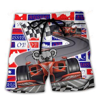 Koala Racing Formula One Car Racing Art Australian Vibe Beach Short | Newhawaiianshirts UK