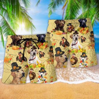 Labrador Retriever Dog Thanksgiving With Labrador Retriever Beach Short | Newhawaiianshirts