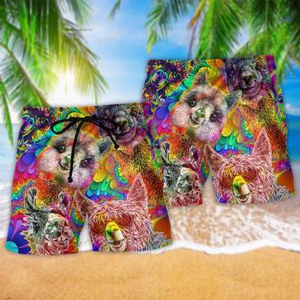 Lama Happiness Smile Color Beach Short | Newhawaiianshirts CA