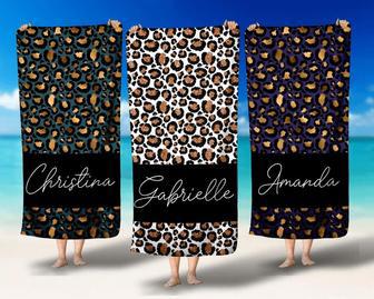 Leopard Bridesmaid Personalized Beach Towels Perfect Bachelorette Party Gift | Newhawaiianshirts DE