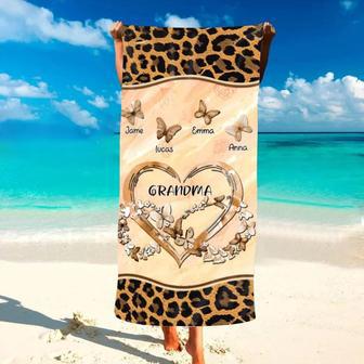 Leopard Grandma Heart Butterflies Colors Personalized Beach Towels | Newhawaiianshirts DE