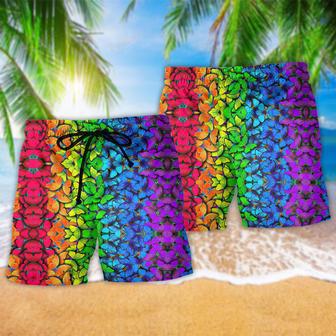 LGBT Colorful Rainbow Butterfly Beautiful Color Beach Short | Newhawaiianshirts CA