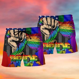 LGBT Hand Love Is Love Beach Short | Newhawaiianshirts CA