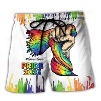 LGBT Pride Love Is Love 2023 Beach Short | Newhawaiianshirts DE