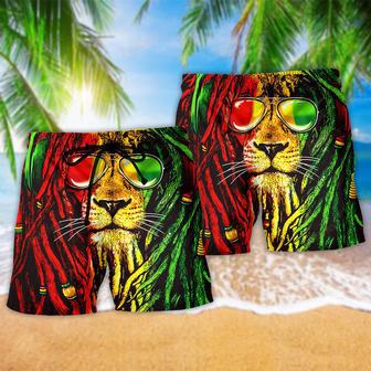 Lion Jamaica Red Color Beach Short | Newhawaiianshirts AU