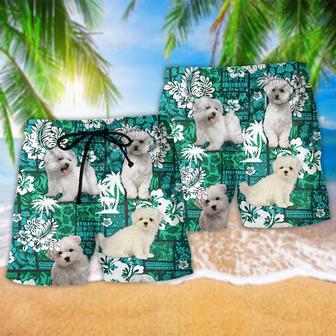 Maltese Dog Tropical Leaf Beach Short | Newhawaiianshirts DE