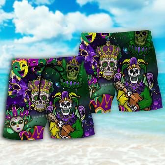 Mardi Gras Skull Art Beach Short | Newhawaiianshirts CA