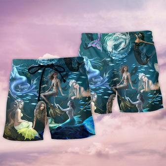 Mermaid In The Dark Deep Sea Beach Short | Newhawaiianshirts