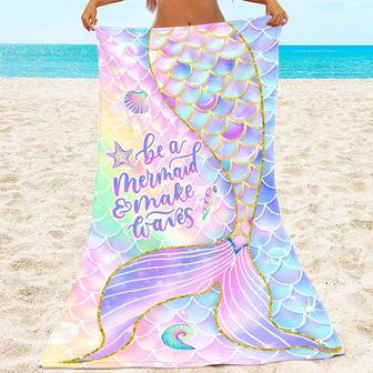 Mermaid Tail Design Girls Personalized Summer Beach Towels | Newhawaiianshirts AU