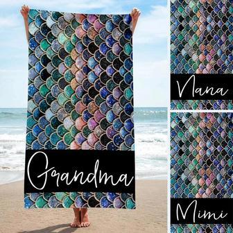 Mermaid Tail Ocean Personalized Beach Towels Grandma Unique Design | Newhawaiianshirts DE