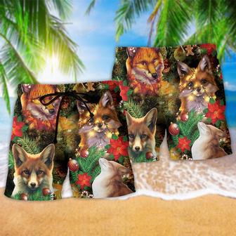 Merry Christmas Foxmas With Flower Beach Short | Newhawaiianshirts CA