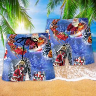 Merry Xmas Santa Claus Is Coming To Town Beach Short | Newhawaiianshirts