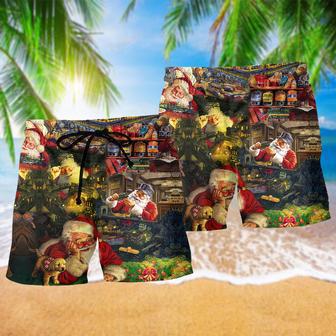 Mery Xmas Santa Toys Train Factory Beach Short | Newhawaiianshirts AU