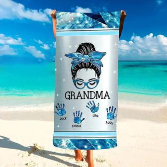 Messy Bun Grandma Personalized Beach Towels Perfect Summer Gift | Newhawaiianshirts DE