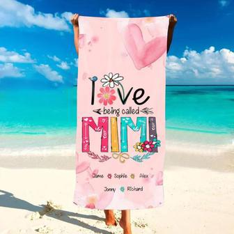 Mimi Grandkids Personalized Lovely Beach Towels Unique Summer Gift | Newhawaiianshirts DE