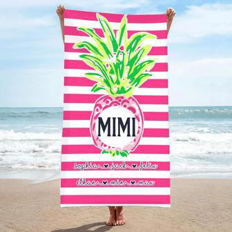 Mimi Pineapple Grandkids Personalized Summer Beach Towels Design | Newhawaiianshirts UK