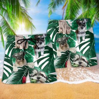 Miniature Schnauzer Tropical Leaf Green Style Beach Short | Newhawaiianshirts