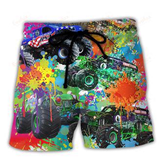 Monster Truck Colorful Painting Beach Short | Newhawaiianshirts AU