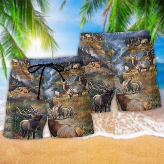 Moose Beautiful Country Elk Animals Beach Short | Newhawaiianshirts AU