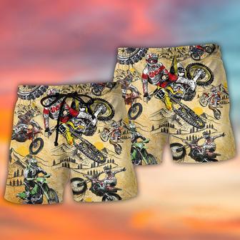 Motocross Lover Motorcycle Biker Vintage Art Style Beach Short | Newhawaiianshirts CA