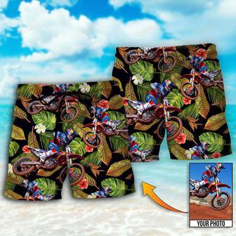 Motocross Tropical Flower Custom Photo Beach Short | Newhawaiianshirts AU