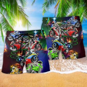 Motorcycle Amazing Motorcycle Racing Christmas Beach Short | Newhawaiianshirts AU