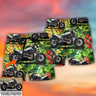 Motorcycle Cool Style Tropical Flower Custom Photo Beach Short | Newhawaiianshirts DE